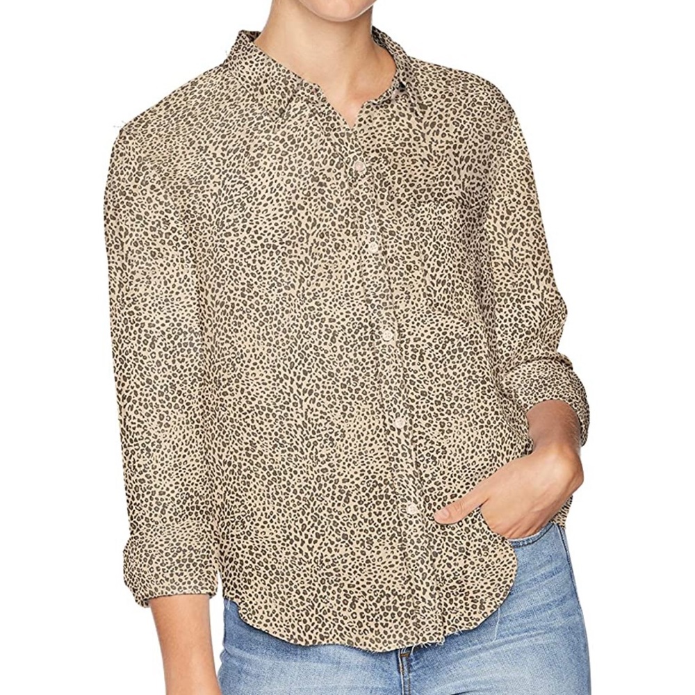 Rails Long Sleeve Button Down Ingrid Raw Hem - Jungle